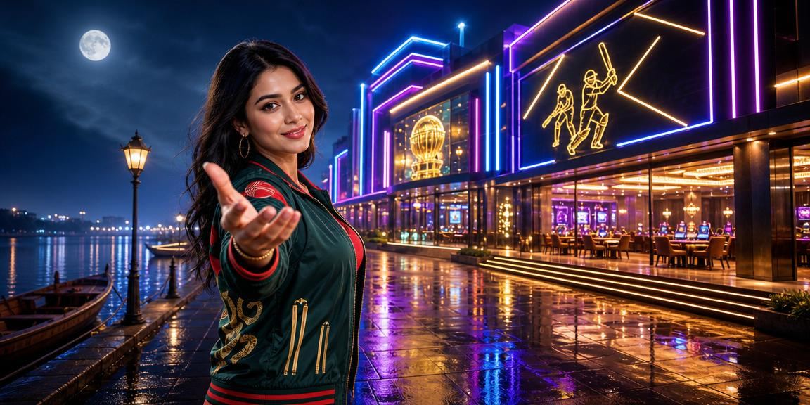 কুমিল্লায় khelaghor499 নিয়ন ক্রিকেট বেটিং প্রোমোশনের রাতের দৃশ্য